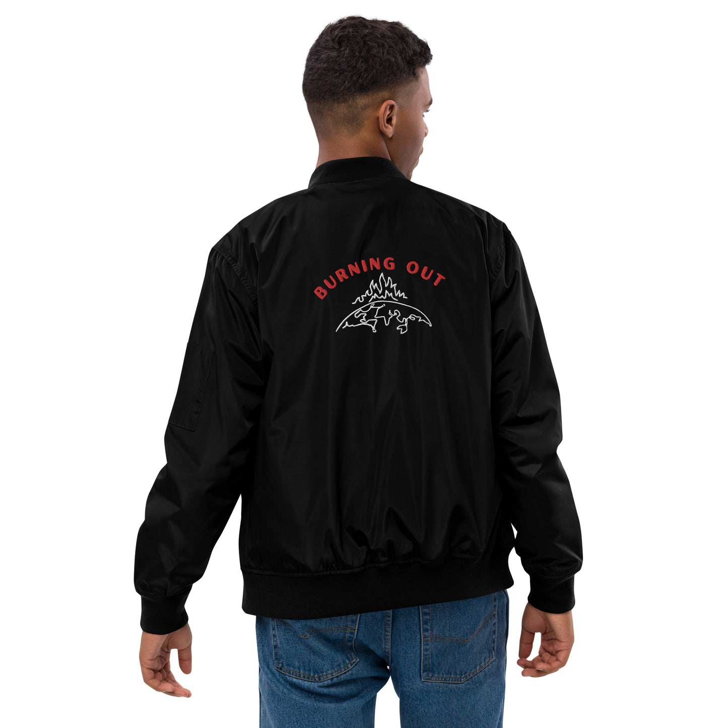 Burning Out - Embroidered Bomber Jacket